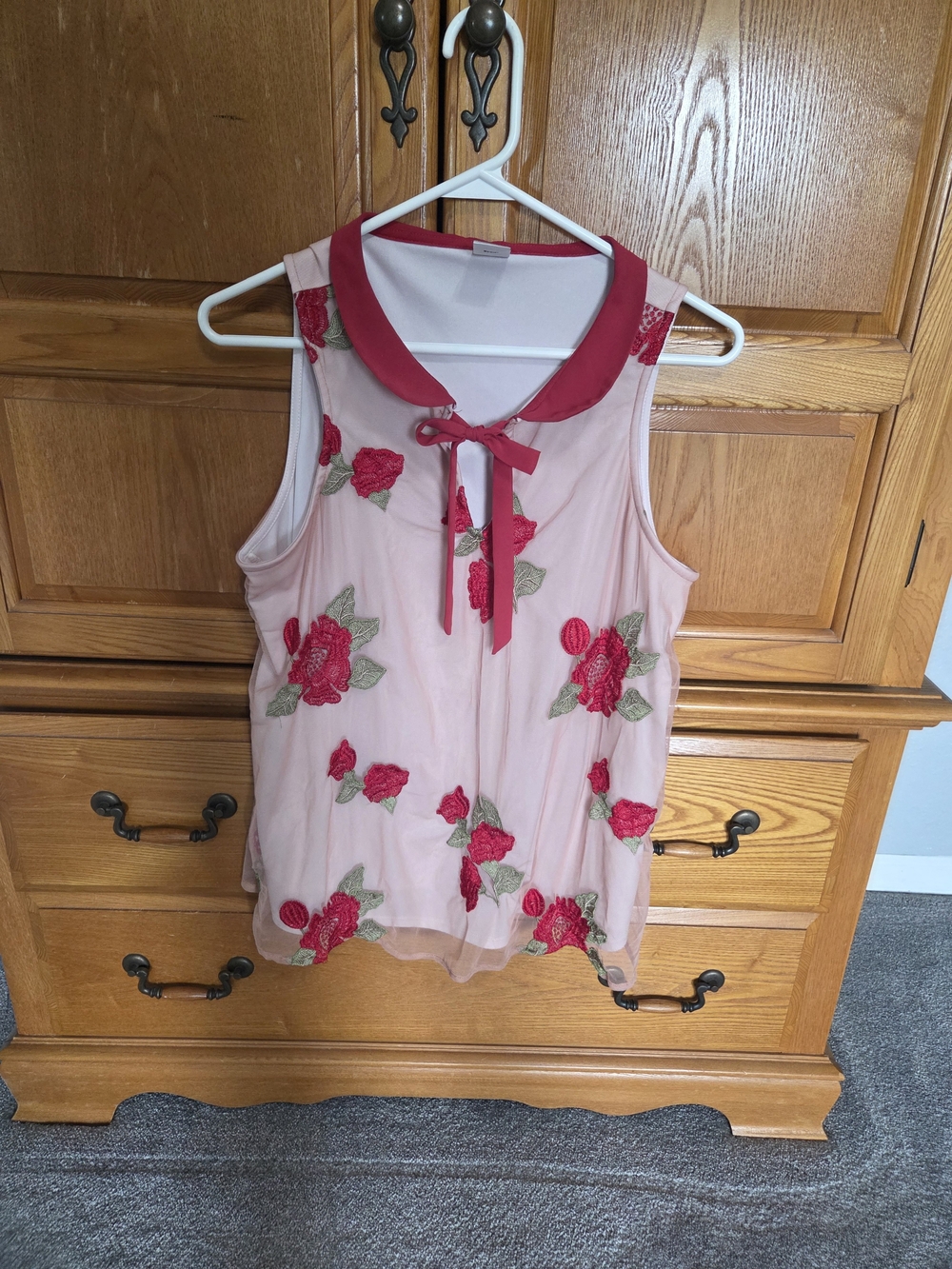 Lauren Conrad For Disney Sleeveless Rose Appliqué Tie-Neck Tank
